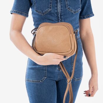 Mini sac pour femme, couleur camel - 20x15x7 cm 2