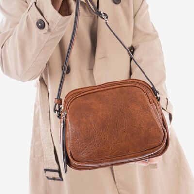 Minibag para mujer, color cuero - 20x15x7 cm