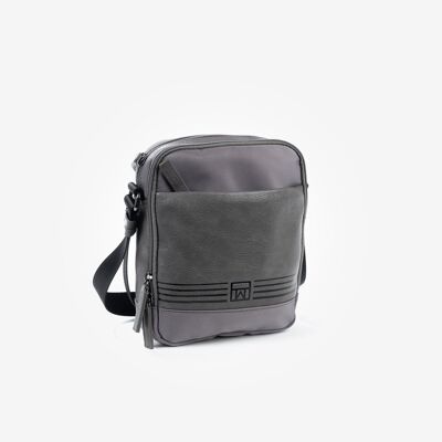 Sac reporter pour homme, coloris gris. Collection Reporters Nylon - 19x24 cm