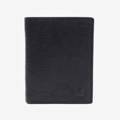 Portefeuille noir, Collection Portefeuilles en cuir lavé - 9x11 cm
