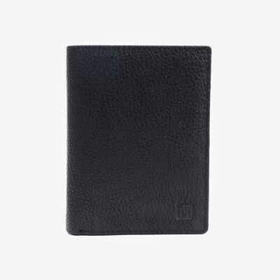 Schwarzes Portemonnaie, Wallets-Kollektion aus gewaschenem Leder - 8,5 x 11,5 cm