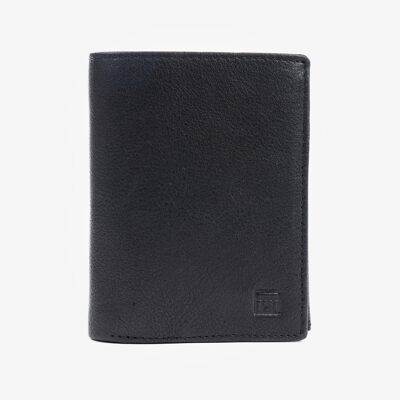 Portefeuille noir, Collection Portefeuilles en cuir lavé - 8,5x11 cm