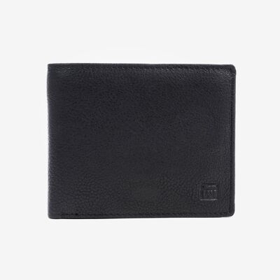 Portefeuille noir, Collection Portefeuilles en cuir Wash - Design horizontal - 11x9 cm