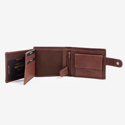 Portefeuille, couleur cuir, Collection Wash Leather Wallets - Horizontal - 11x9 cm