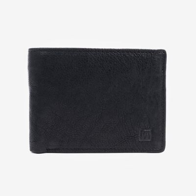 Portefeuille noir, Collection Portefeuilles en cuir lavé - 10,5x8 cm
