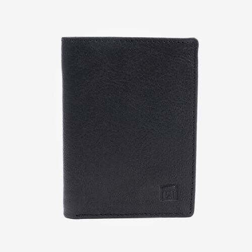 Billetero negro, Colección Billeteros piel Wash - 8x10.5 cm - Mod. 2