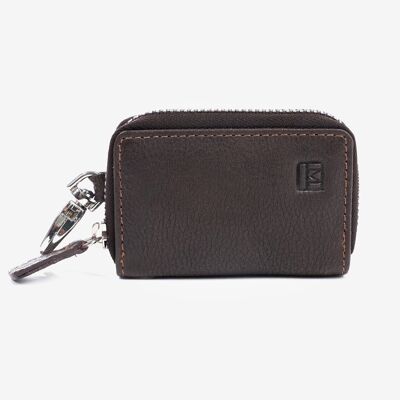 Porte-clés marron, Collection Wash Leather Wallet - 5x8 cm