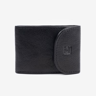 Petit portefeuille noir, Collection Wash Leather Wallets - 6x8,5 cm