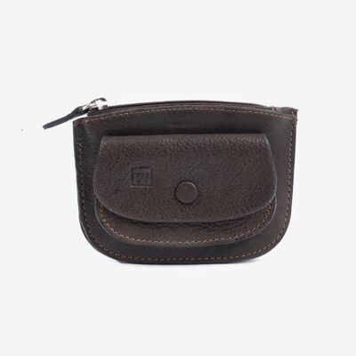 Porte-monnaie marron, Collection Wash Leather Wallets - 10,5x8 cm