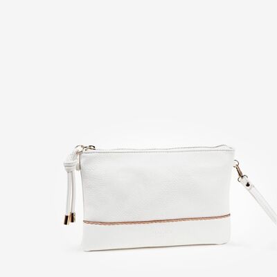 Clutch bag, white, matties - 26x17 cm