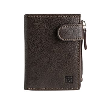 Portefeuille en cuir marron, Collection Wash Leather Wallets - 8x10,5 cm - Mod.2 1