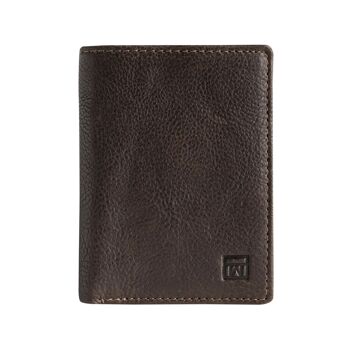 Portefeuille en cuir marron, Collection Wash Leather Wallets - 8x10,5 cm - Mod.1 1