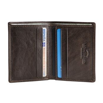 Portefeuille en cuir marron, Collection Wash Leather Wallets - 8x10,5 cm - Mod.1 2