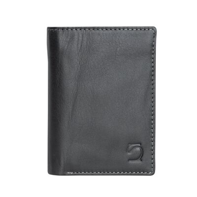 Black leather wallet, Exotic Leather Collection - 8x11 cm - Mod. 1
