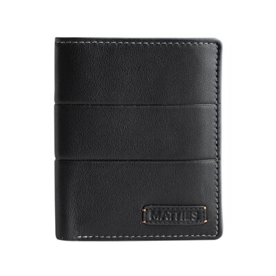 Portefeuille en cuir noir Matties, Collection Mapra - 9x11 cm