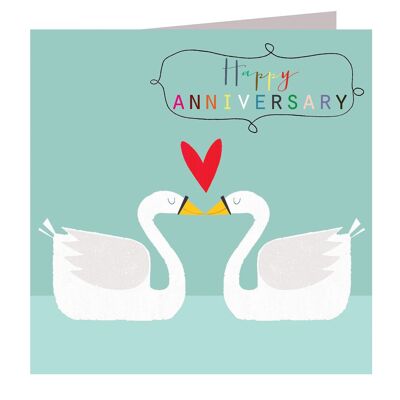 AA04 Carte de vœux d'anniversaire de cygnes