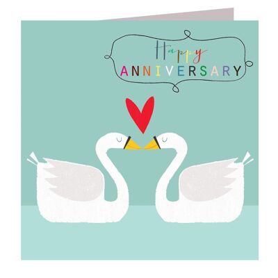 Tarjeta de felicitación de aniversario de cisnes AA04