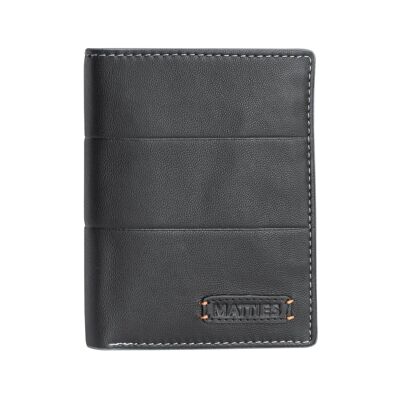 Portefeuille en cuir noir Matties, Collection Mapra - 8.5x11.5 cm