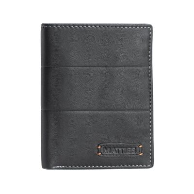 Black leather wallet Matties, Mapra Collection - 8.5x11.5 cm