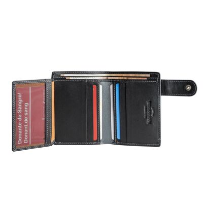 Black leather wallet Matties, Mapra Collection - 8.5x11 cm
