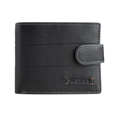 Black leather wallet Matties, Mapra Collection - 11.5x9.5 cm