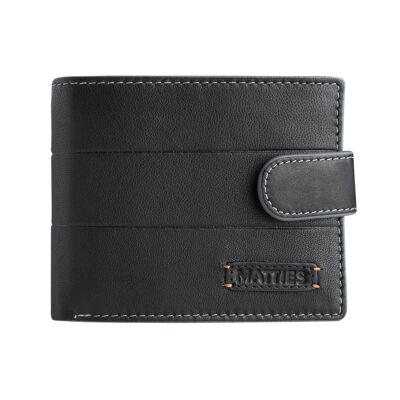 Portefeuille en cuir noir Matties, Collection Mapra - 11,5x9,5 cm