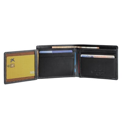Black leather wallet Matties, Mapra Collection - 11x8.5 cm
