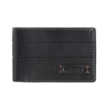 Petit portefeuille en cuir noir Matties, Mapra Collection - 10,5x6,5 cm 1