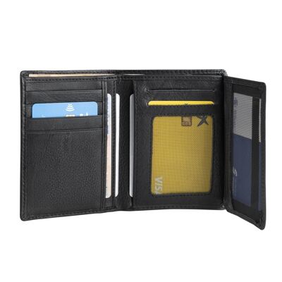 Black leather wallet for men, Nappa Collection - 7.5x11.5 cm