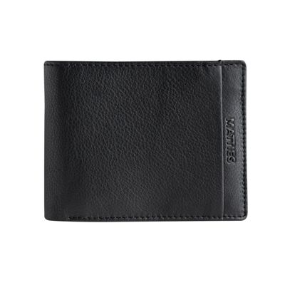 Portefeuille en cuir noir pour homme, Collection Nappa - 11x9 cm
