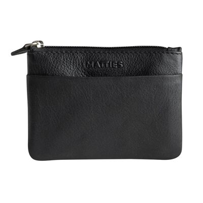 Black leather wallet for men, Nappa Collection - 11x8 cm