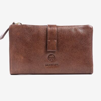 Leather wallet, brown color, Vegetable Leather Collection. 9.5x17cm