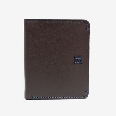 Leather wallet, brown color, New Nappa Collection. 9x11cm