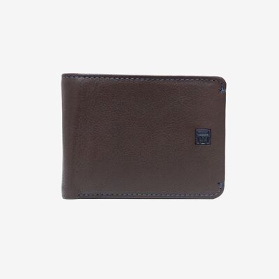 Leather wallet, brown color, New Nappa Collection. 10.5x8.5cm
