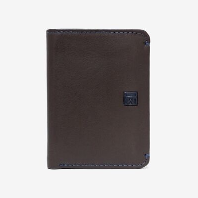 Leather wallet, brown color, New Nappa Collection. 8.5x11cm