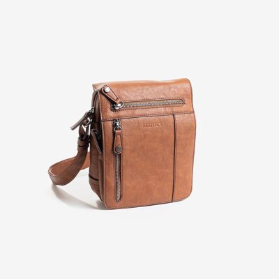 Men's reporter bag, leather color, Youth Collection - 18x21x6 cm