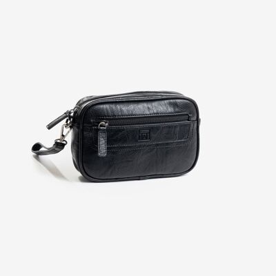Toiletry bag for men, black, Nappa Collection - 21x14x5 cm