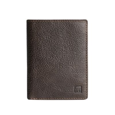 Portafoglio in pelle marrone, Collezione Wash Leather Wallets - 8,5x11,5 cm - Mod. 2