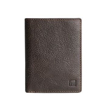 Portefeuille en cuir marron, Collection Wash Leather Wallets - 8,5x11,5 cm - Mod.2 1