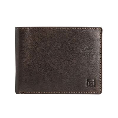 Geldbörse aus braunem Leder, Kollektion Geldbörsen aus gewaschenem Leder - Horizontales Design - 10,5 x 8 cm