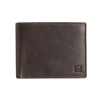 Portefeuille en cuir marron, Collection Wash leather wallets - Design horizontal - 11x9 cm 1