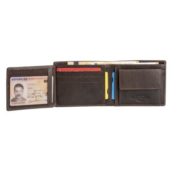 Portefeuille en cuir marron, Collection Wash leather wallets - Design horizontal - 11x9 cm 2