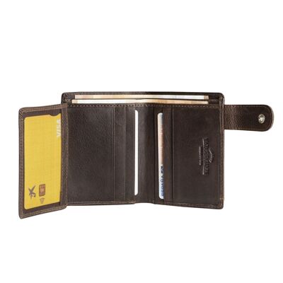 Portafoglio in pelle marrone, Collezione Wash Leather Wallets - 8,5x11,5 cm - Mod. 1