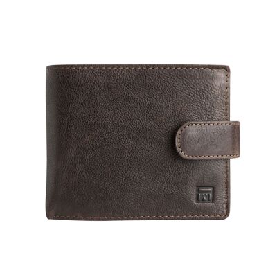 Portefeuille en cuir marron, Collection Wash Leather Wallets - 11x9 cm