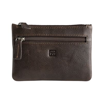Porte-monnaie en cuir marron, Collection Wash Leather Wallets - 13x9 cm