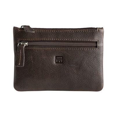 Portamonete in pelle marrone, Collezione Wash Leather Wallets - 13x9 cm