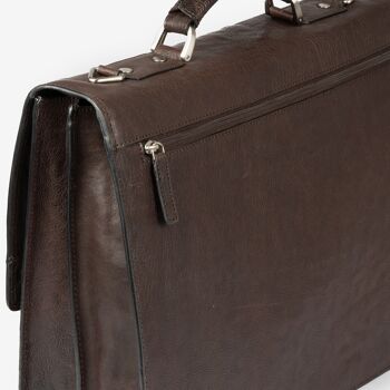 Cartable en cuir marron, Collection Wash Leather - 40.5x31 cm 3