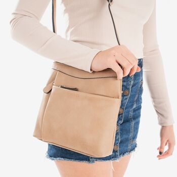 Petit sac à bandoulière, couleur camel, Série Minibags - 12x21 cm 4