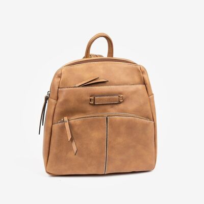 Damenrucksack, helle Lederfarbe, Backpacks Series - 26x27x12 cm