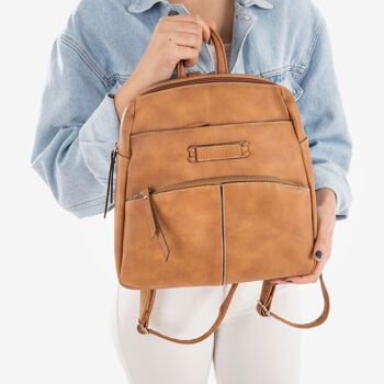 Sac à dos femme, couleur cuir clair, Série Backpacks - 26x27x12 cm 4